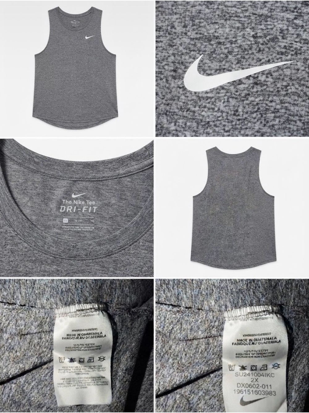 Nike Dri-FIT Space Dye Grey Activewear Tank Top 2X 🤍